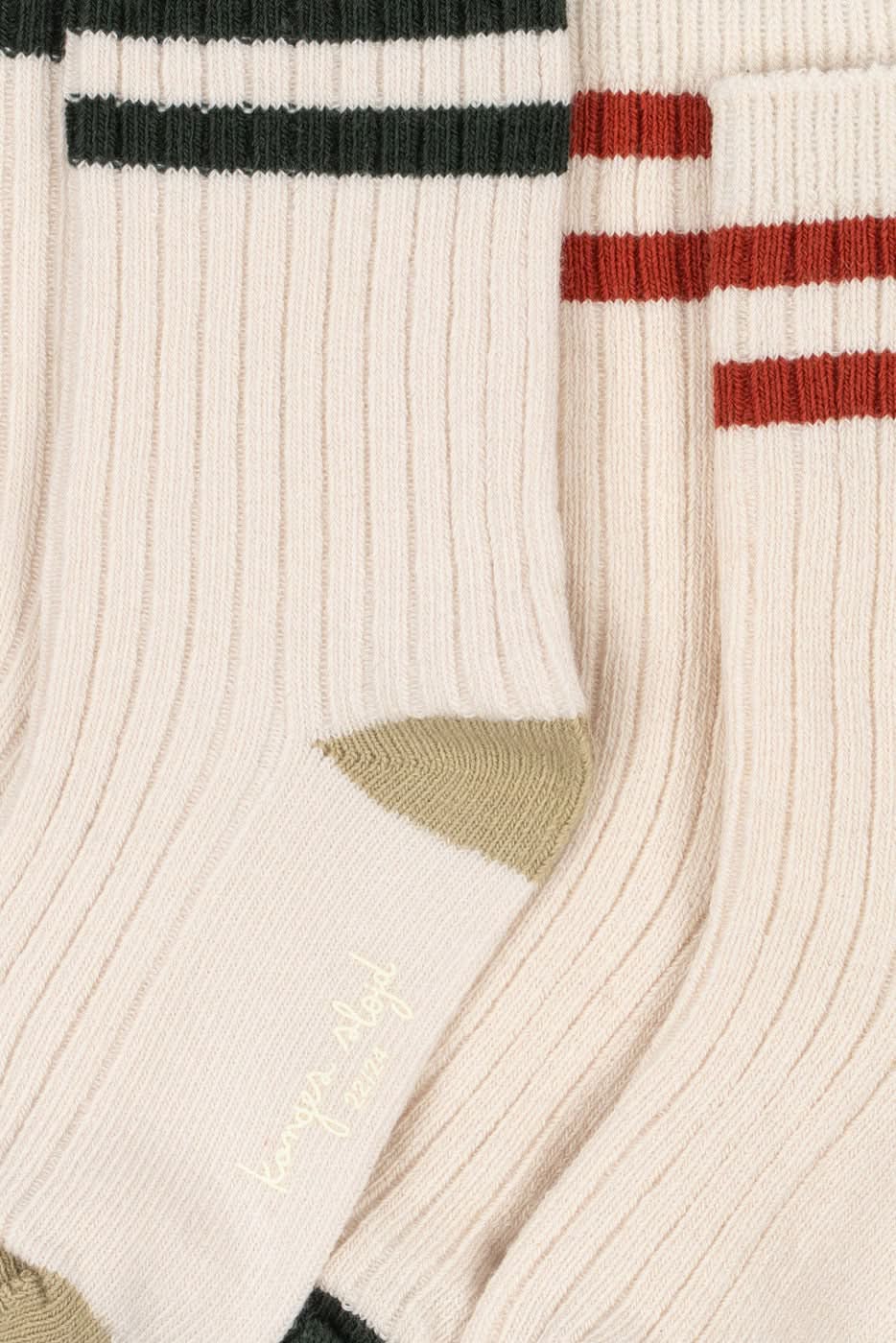 2 Pack Rib Socks - Green Stripe