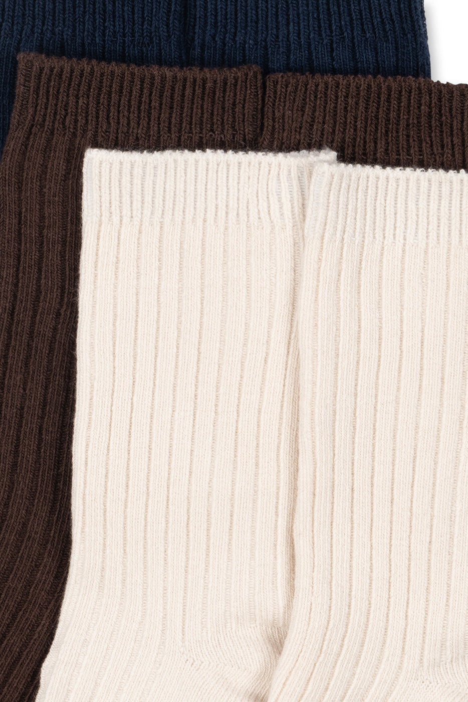 3 Pack Rib Socks - Brown / Eclipse