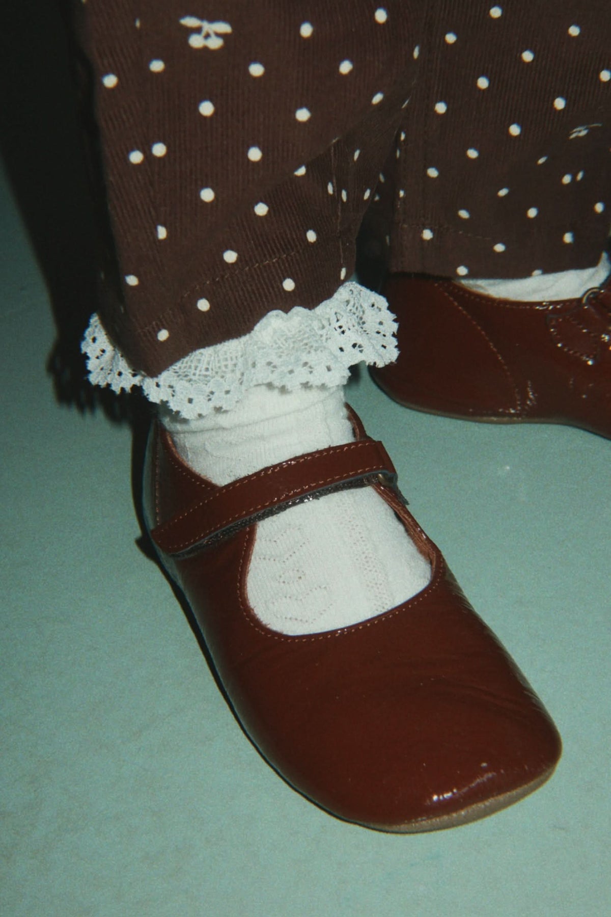 Cara Pleat Pants - Cherry Dot Chocolate