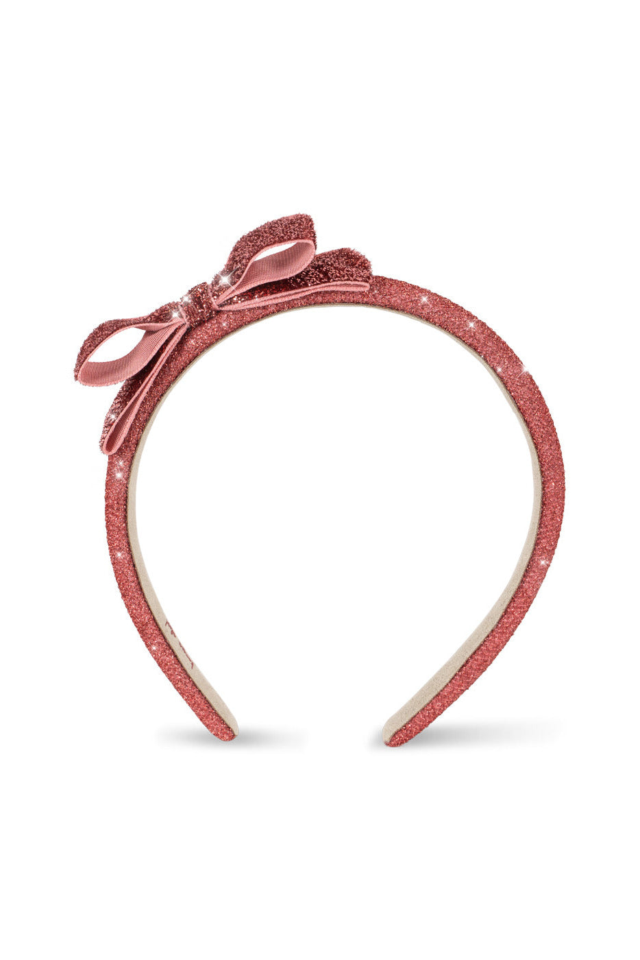 Velvet Bow Hairbrace - Rose Glitter