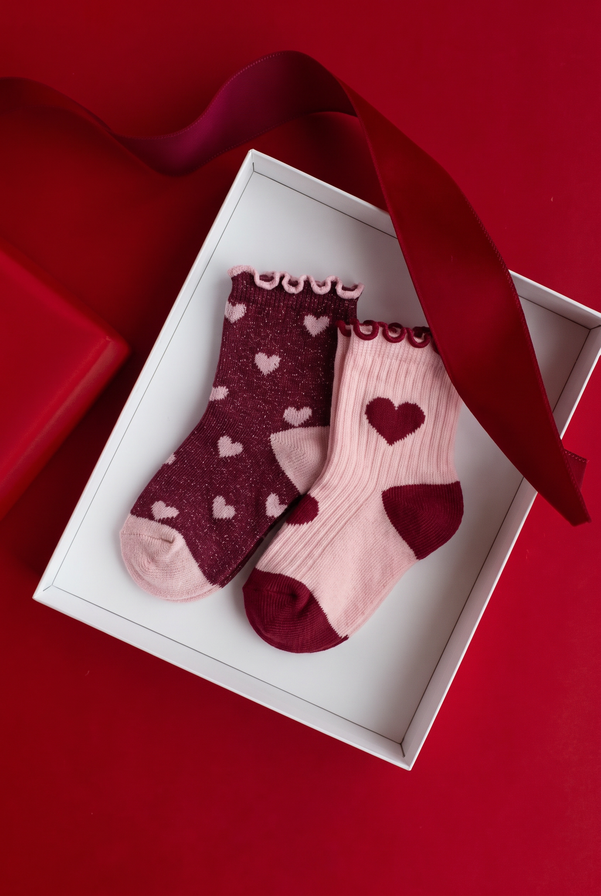 Vigga Socks 2pack - Cranberry Heart