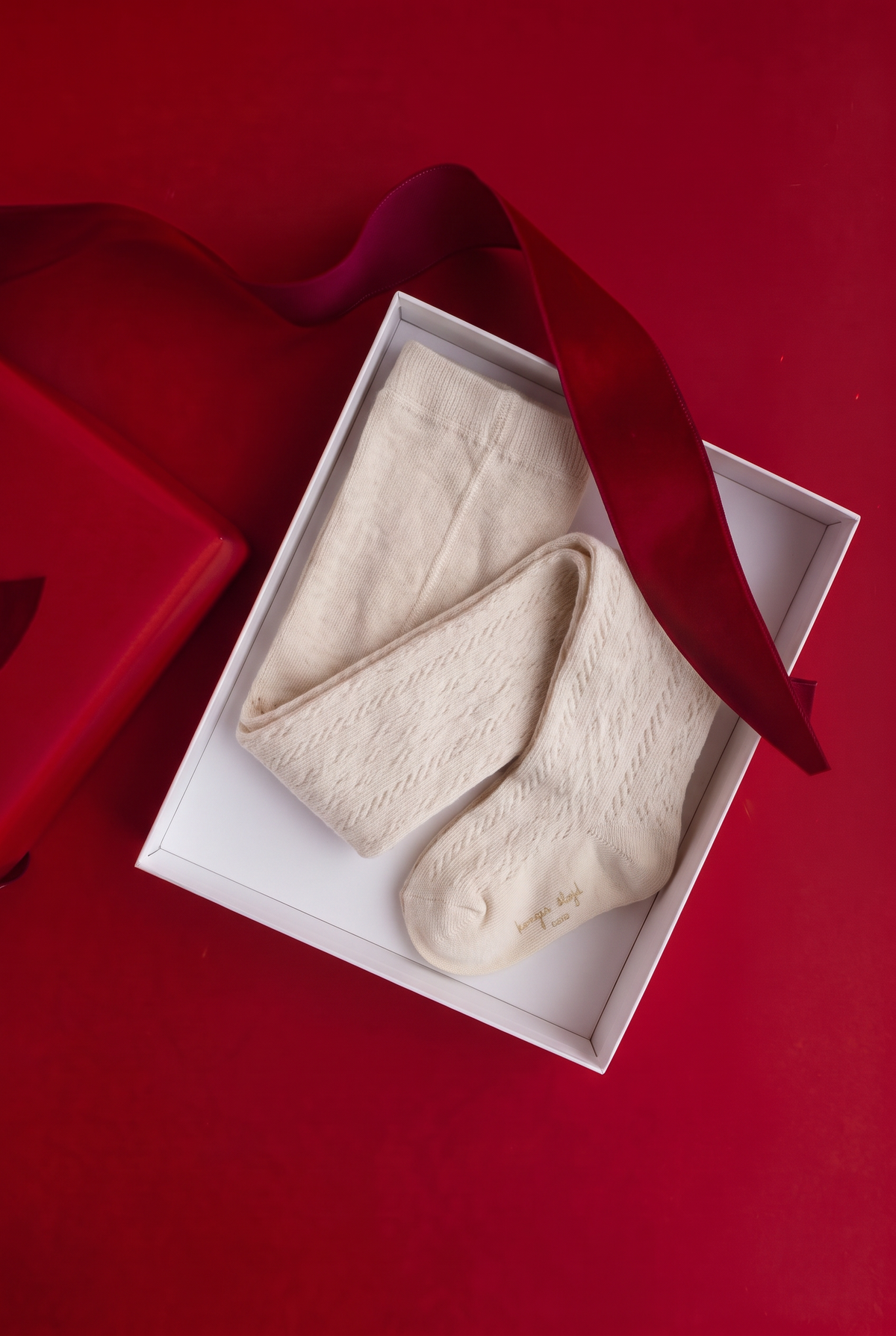 Wool Pointelle Tights - Off White