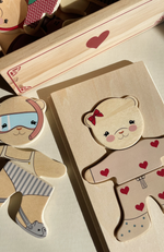 Wooden Teddy Dress-Up Puzzle - Blue
