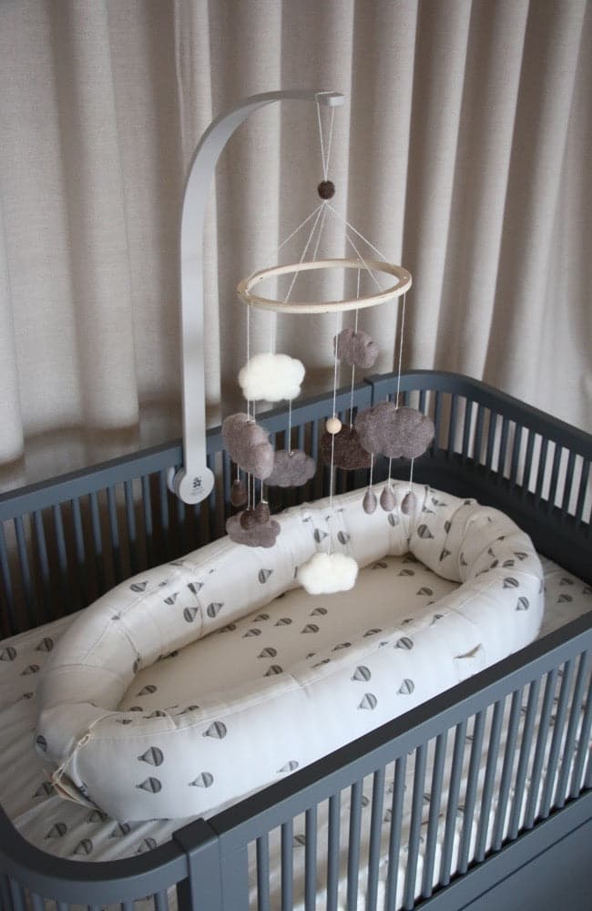 Felted Baby Mobile Clouds - Warm Grey