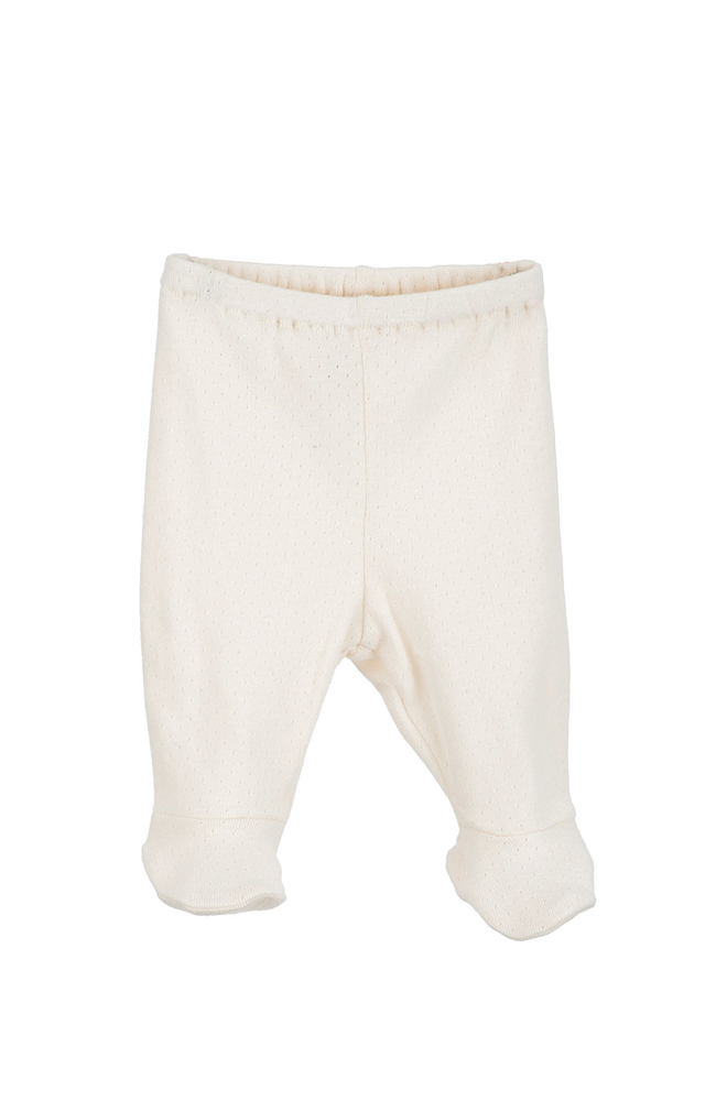 Newborn Pointelle Pants w/Feet - Off White