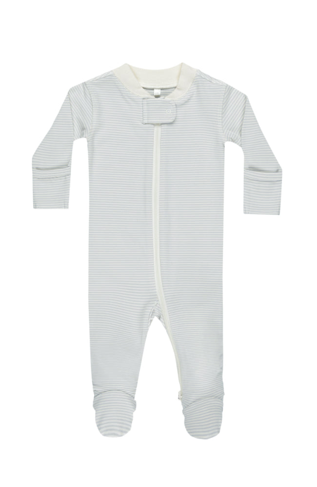 Zip Long Sleeve Sleeper Footie - Sky Micro Stripe