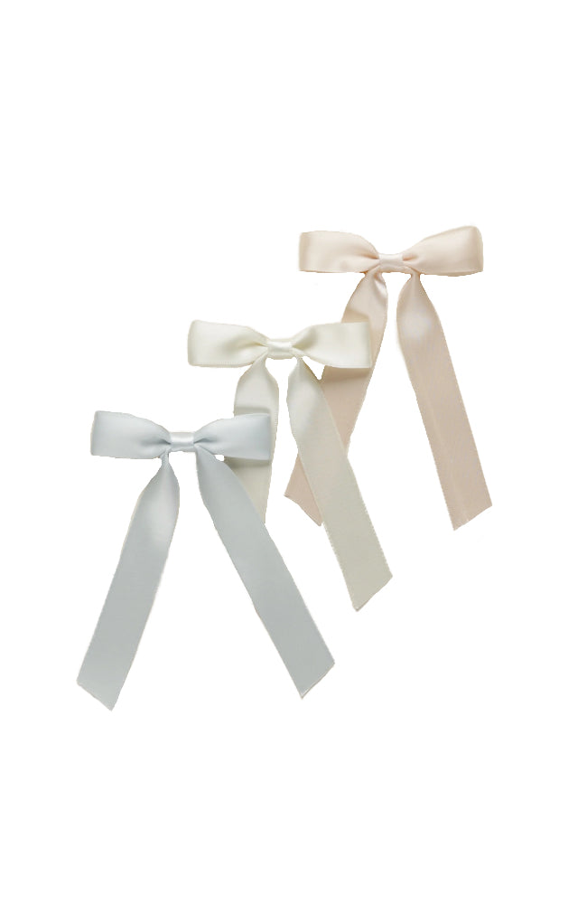 Satin Ribbon Bow - Blush, Ivory, Powder Blue