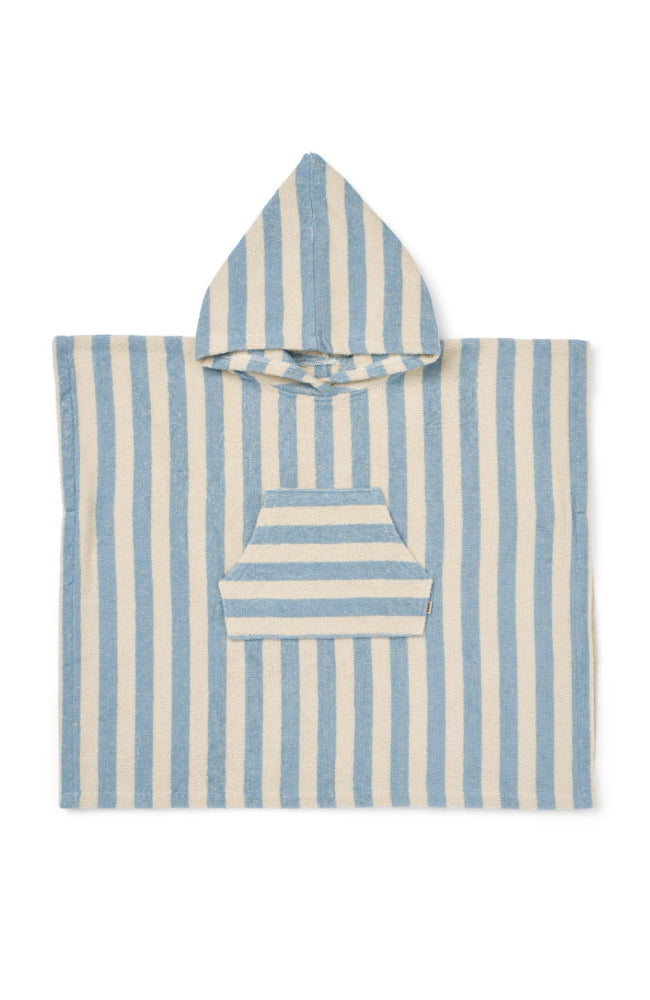 Terry Poncho Lille - Blue Swim Stripe