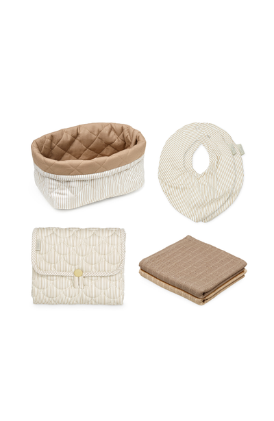 Baby Care Gift Set - Classic Stripes Camel