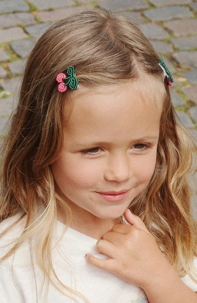 Pearly Hair Clips 2pack - Cherry