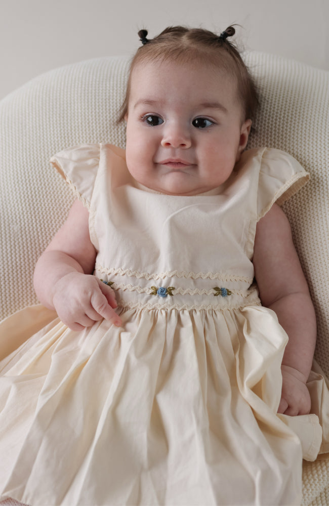 Aaliyah Baby Dress Set - Eggnog