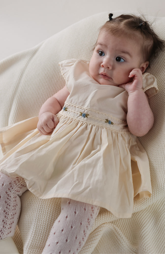 Aaliyah Baby Dress Set - Eggnog