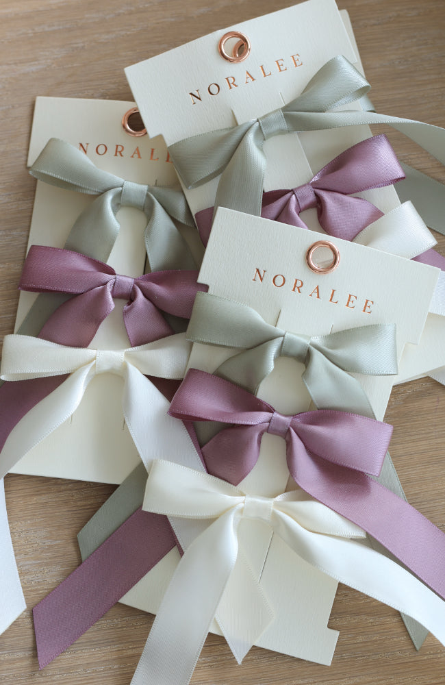 Satin Ribbon Bow - Ivory, Lavender, Sage