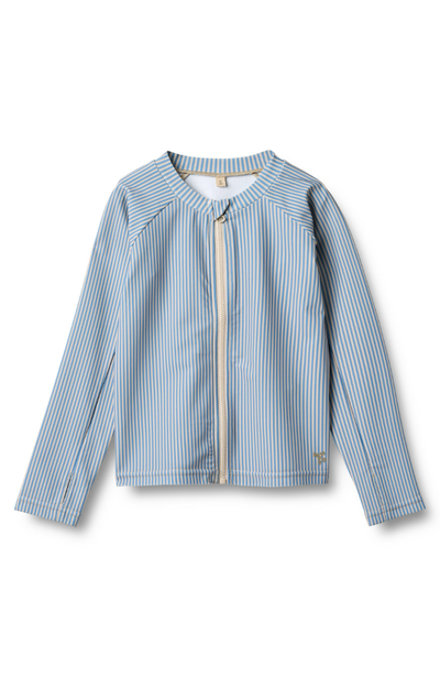 Swim t-shirt L/S zip Ada - Blue Swim Stripe