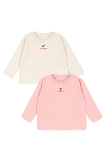 Lin LS Tee 2pk - Pink Dolphin/Antique White