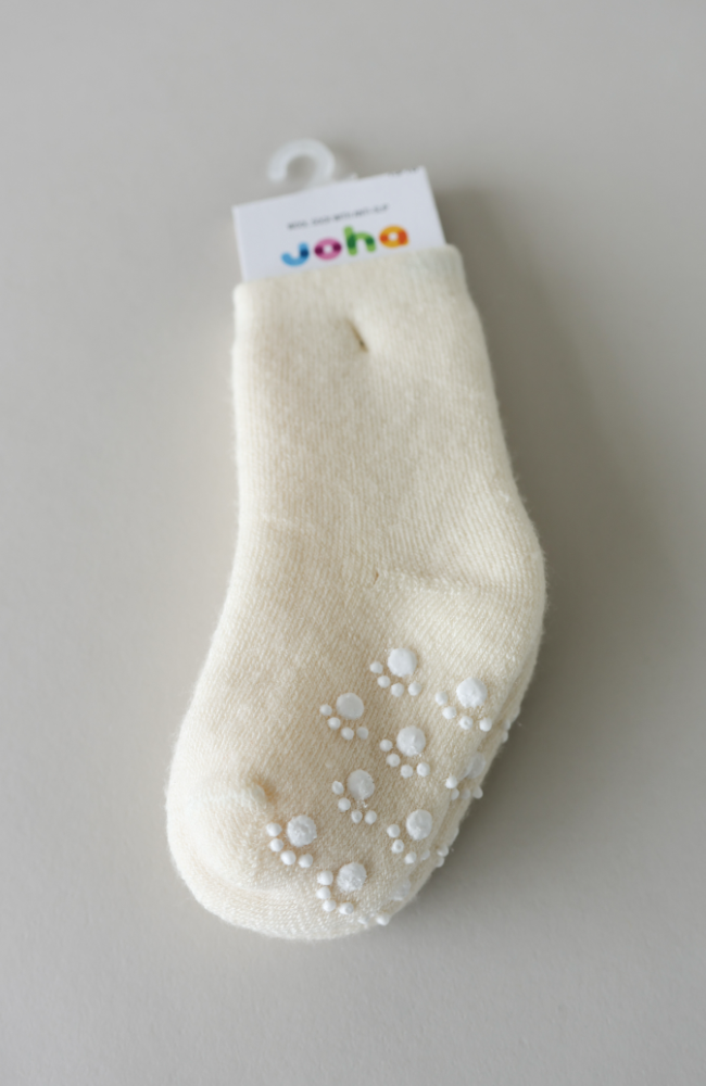 Wool Socks w/ Stopper - White