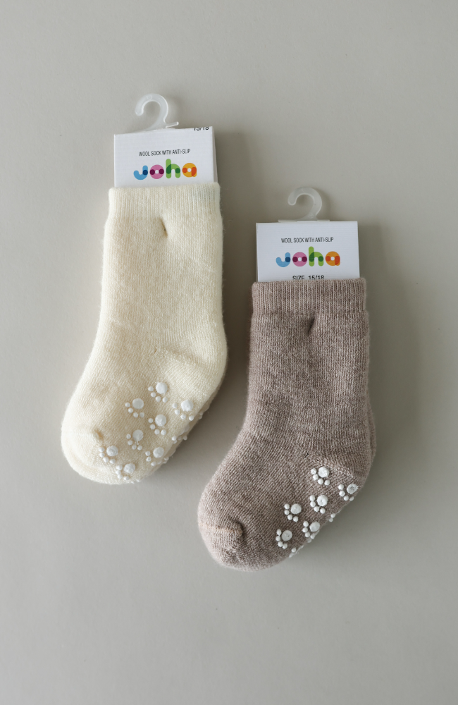 Ullar Sokkar m/ stoppi - Beige Melange