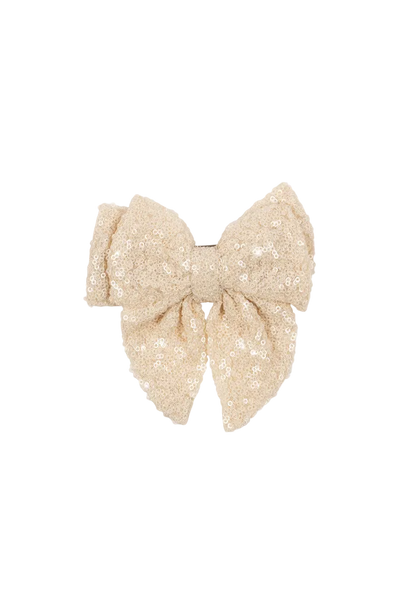 Aries Sequin Bow Hair Clip - White Smoke