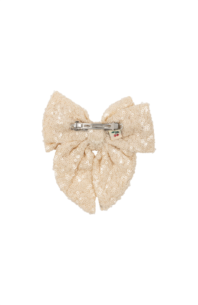 Aries Sequin Bow Hair Clip - White Smoke