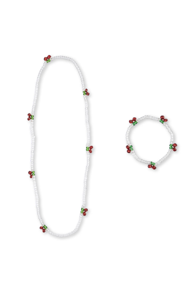 Pearly Cherry Necklace & Bracelate