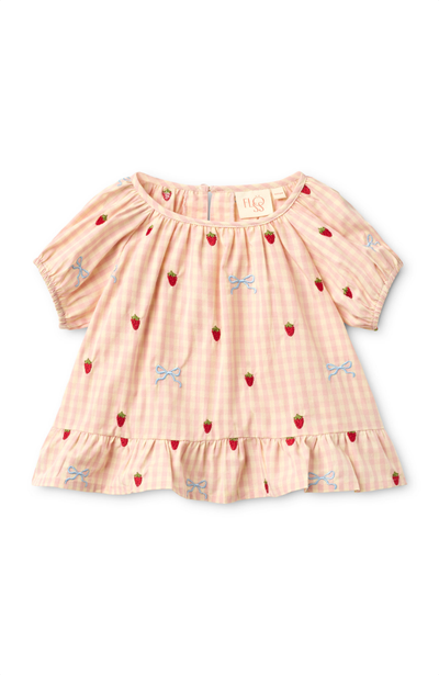 Dolly Bow Blouse - Berry/Bow Gingham