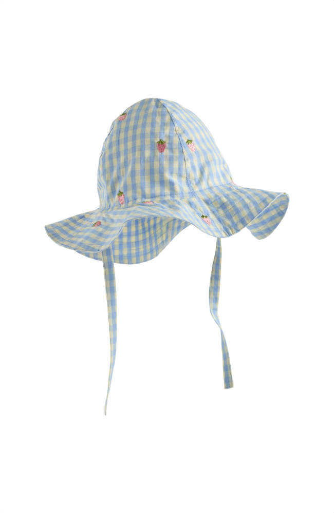 Dolly Bow Sun Hat - Sky Berry Gingham