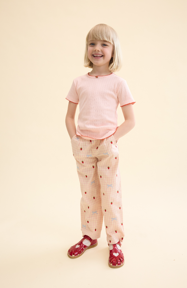 Dolly Bow Pants - Berry/Bow Gingham