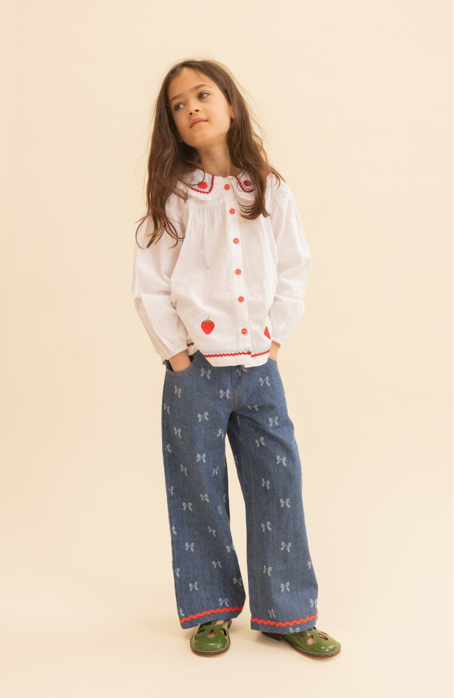 Eva Pants - Denim Blue Bow