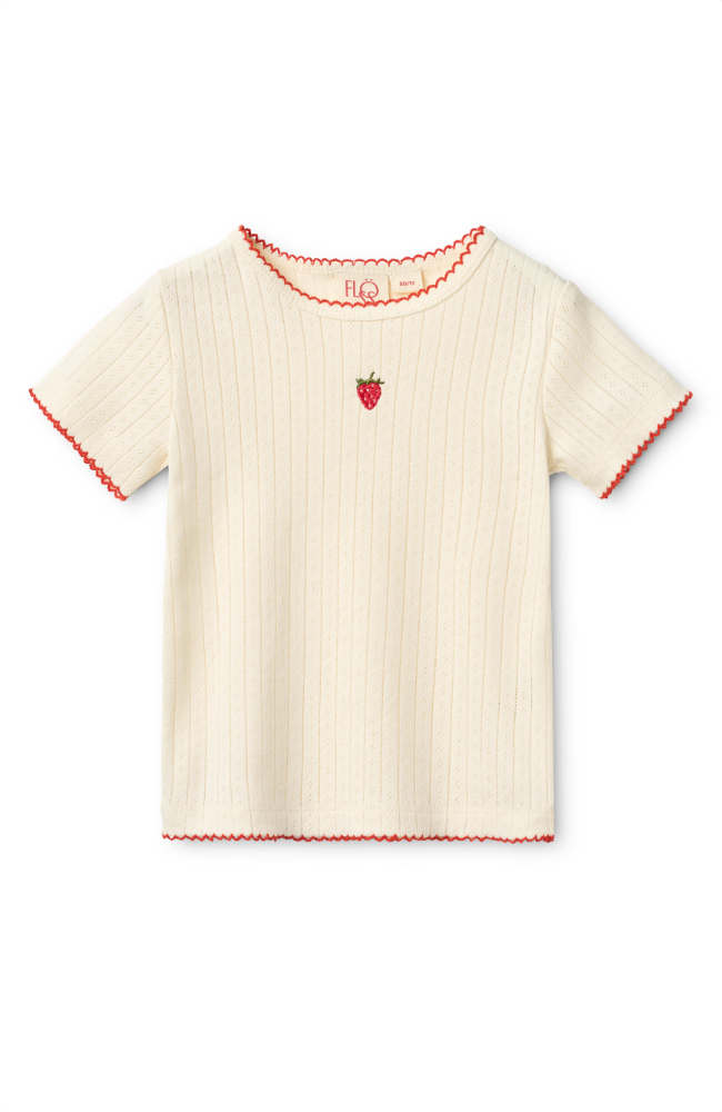 Flora SS Pointelle Tee - Gentle Cream