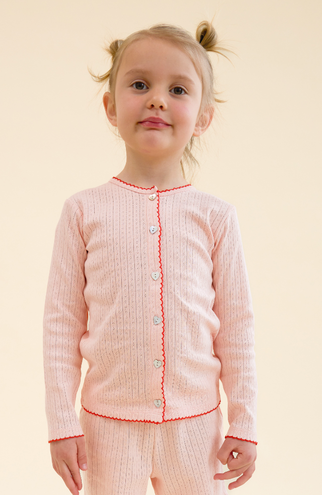 Liva Pointelle Cardigan - Soft Rose