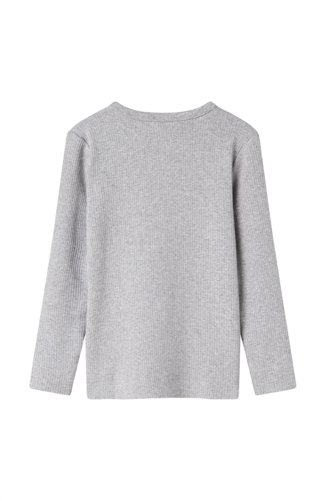 Tee LS Shirt Rib - Light Grey Melange
