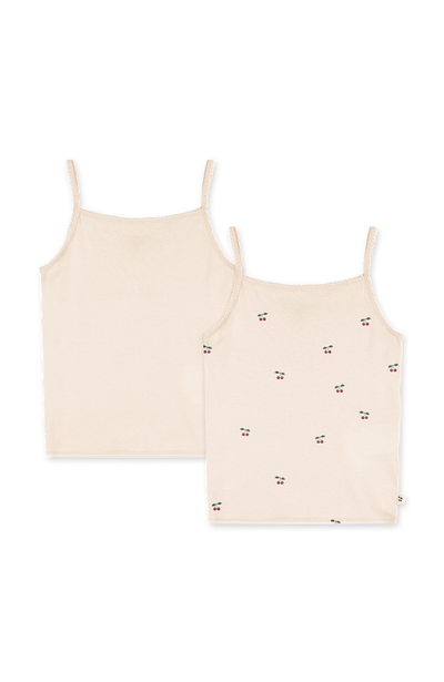 Basic Strap Tops 2pk - Cherry / Pearled Ivory