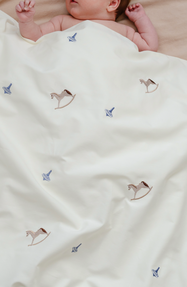 Embroidered Baby Bedding - Vintage Toys