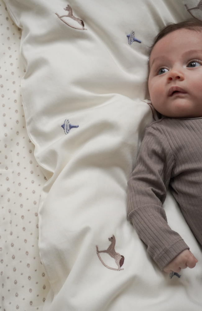 Embroidered Baby Bedding - Vintage Toys