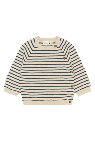 Does Knit Cardigan - Dark Denim Striped