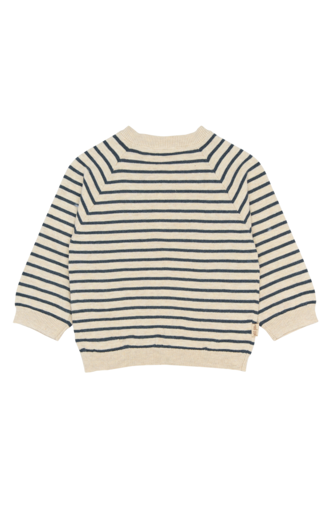 Does Knit Cardigan - Dark Denim Striped