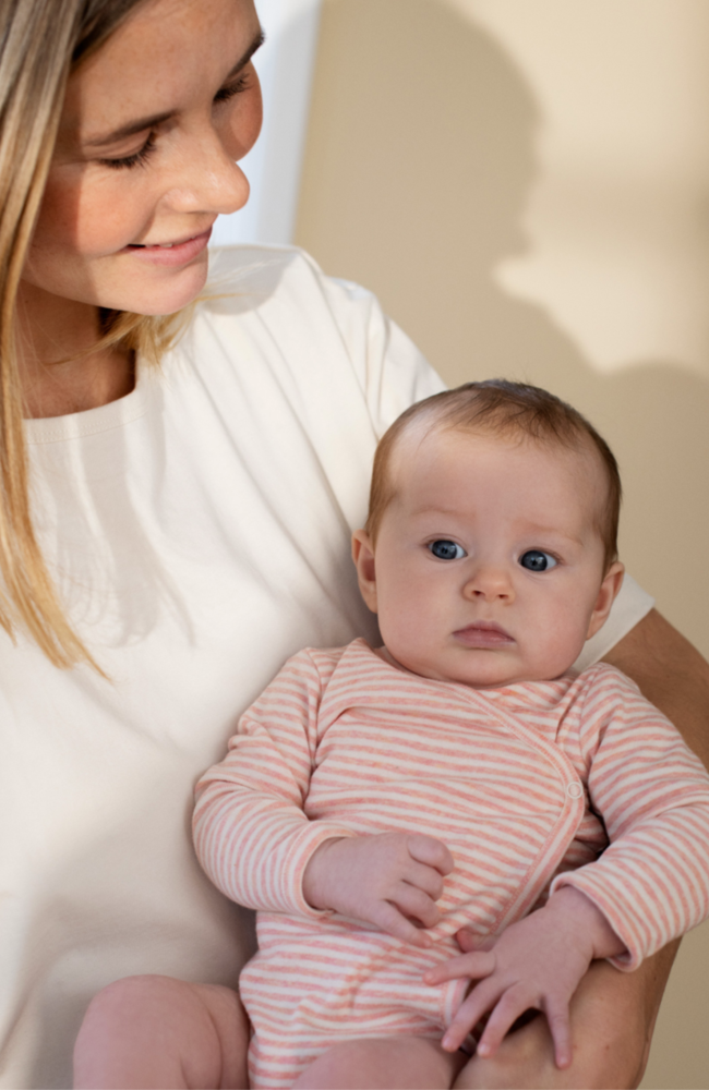 Newborn Wrap Body - Coral/Offwhite