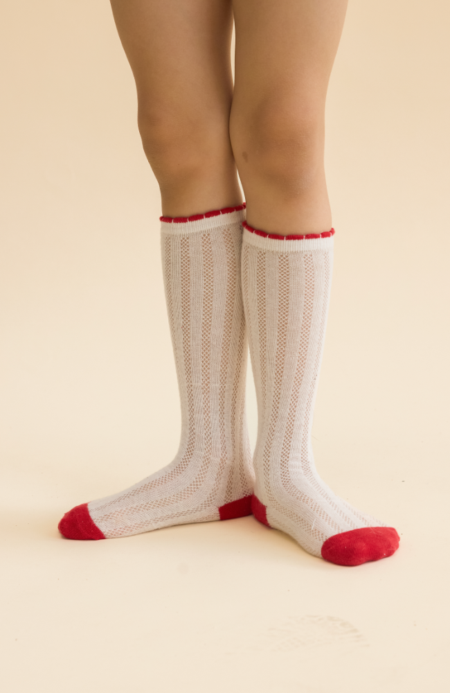 Vanda Knee Socks 2pk - Pointelle Berry
