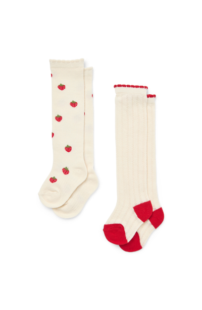 Vanda Knee Socks 2pk - Pointelle Berry