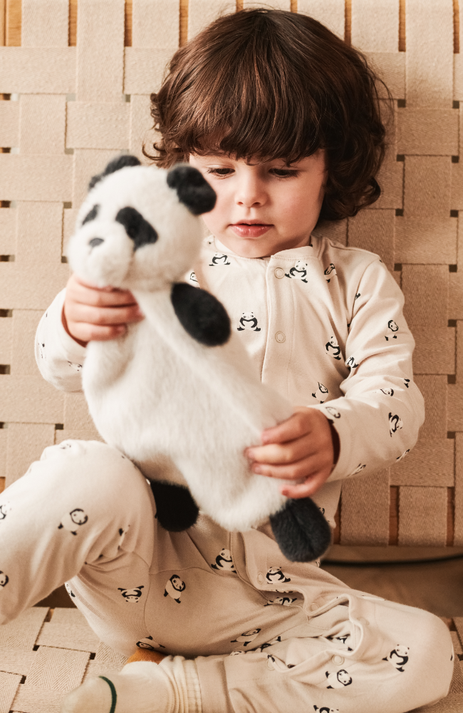 Roy Panda Cuddle Cloth - Sandy/Dark Grey