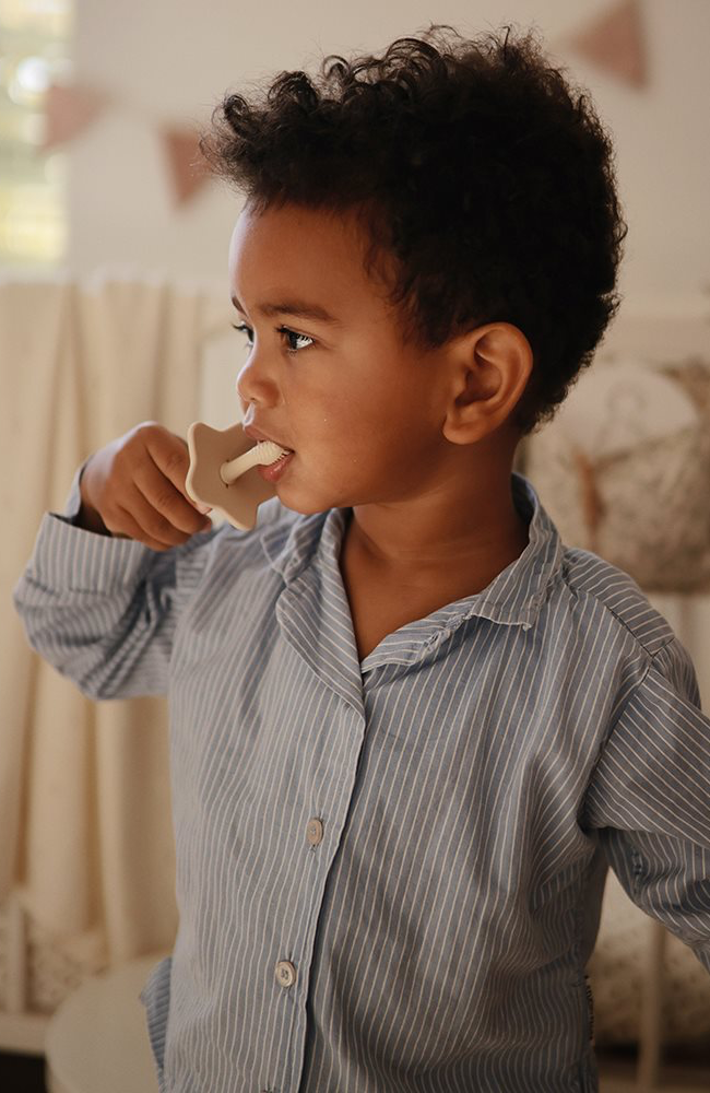 Mushie Flower Training Toothbrush - Cambridge Blue