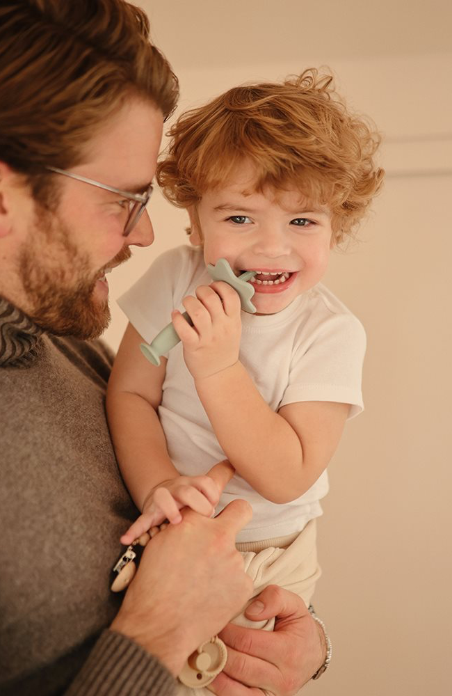 Mushie Flower Training Toothbrush - Cambridge Blue