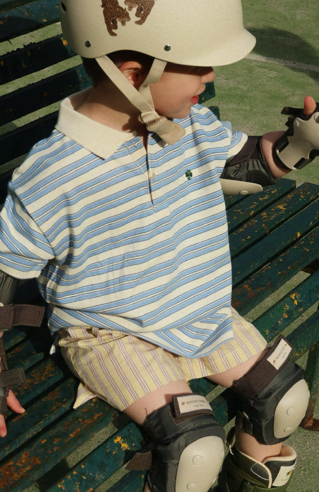 Spotty SS Polo - Stripe Ciel