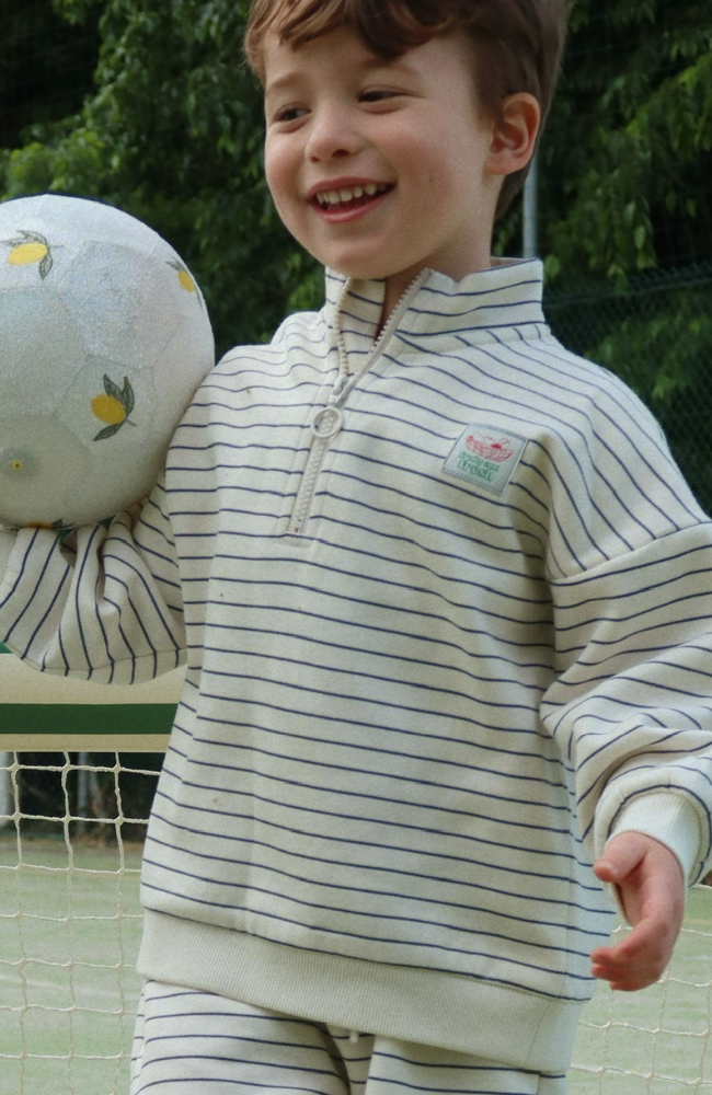 Lou Half Zip Sweat Shirt - Flintstone Stripe