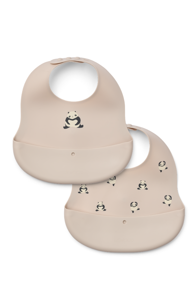Ember Printed Bib 2pk - Panda/Sandy