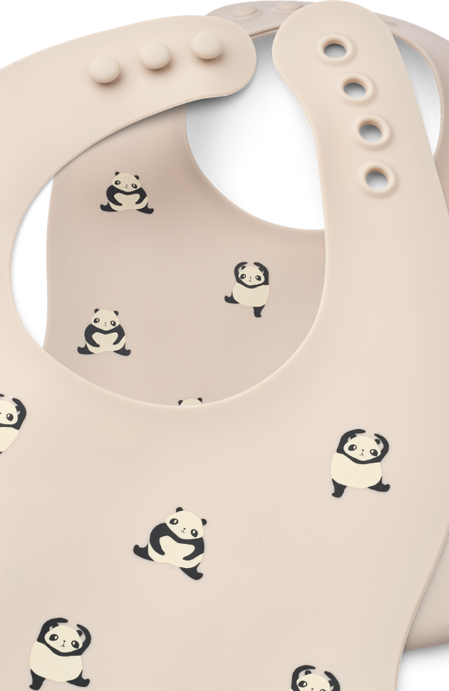 Ember Printed Bib 2pk - Panda/Sandy