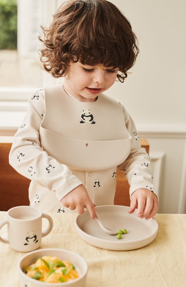 Ember Printed Bib 2pk - Panda/Sandy