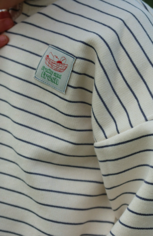 Lou Half Zip Sweat Shirt - Flintstone Stripe