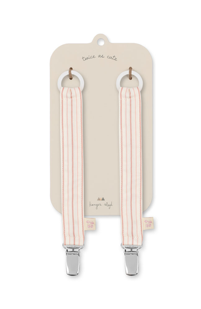 2 Pack Pacifier Holder - Stripe Petite Rose