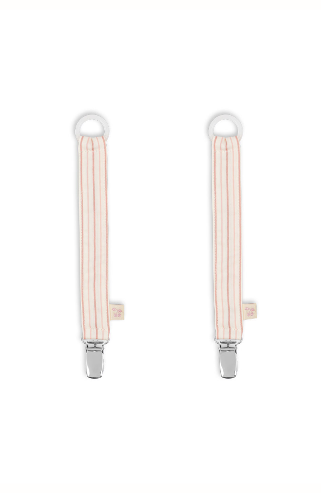 2 Pack Pacifier Holder - Stripe Petite Rose